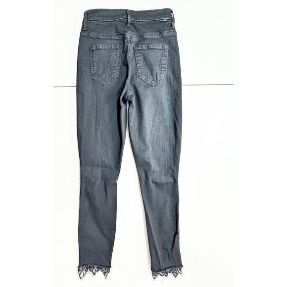 Mother The Swooner Dagger Ankle Fray Baa Baa Black Sheep Lace Denim Jean Size 25 - Picture 5 of 9